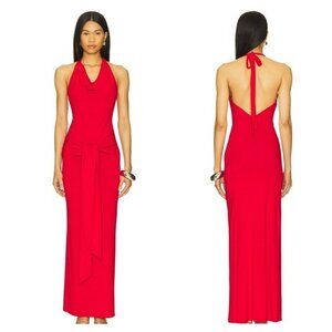 Superdown Mariza Halter Maxi Dress Red